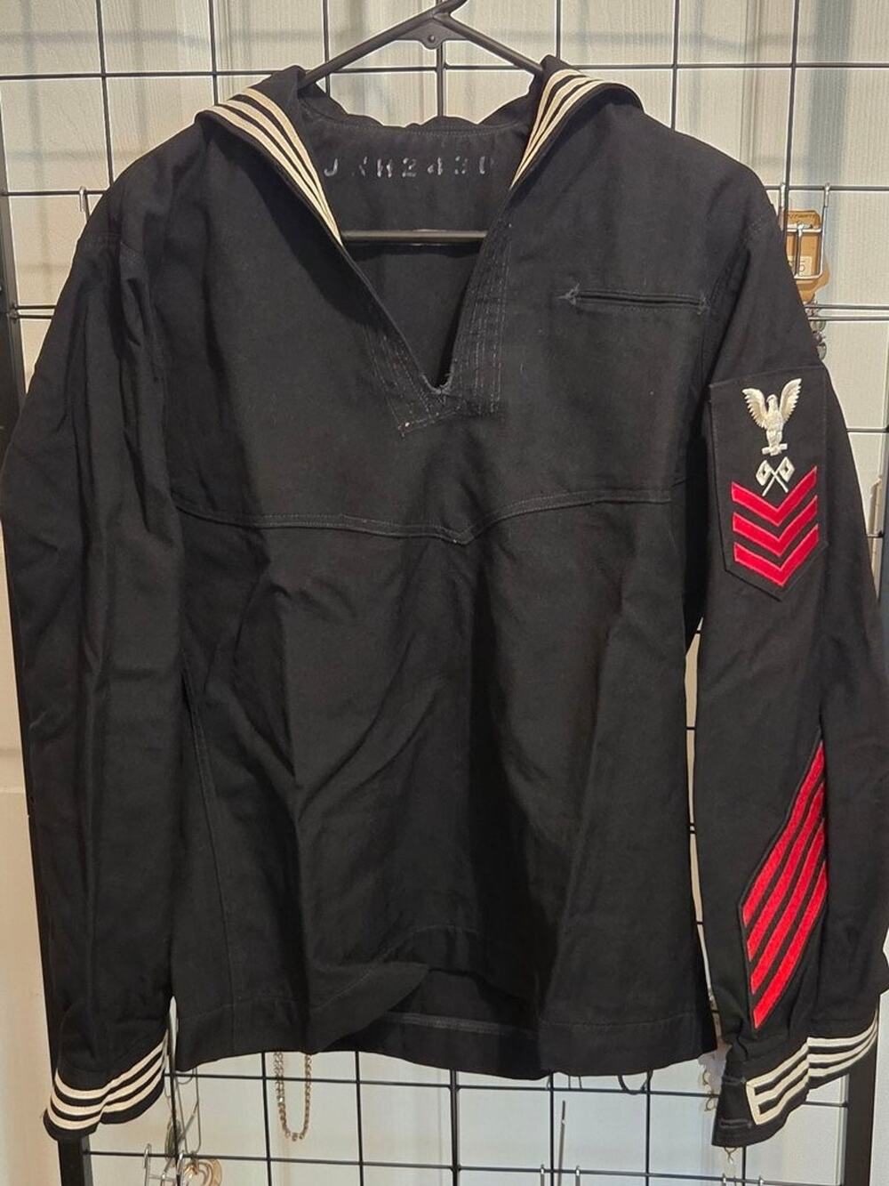 Vintage US Navy Wool Crackerjack Jumper with Dragon Liberty Cuffs.